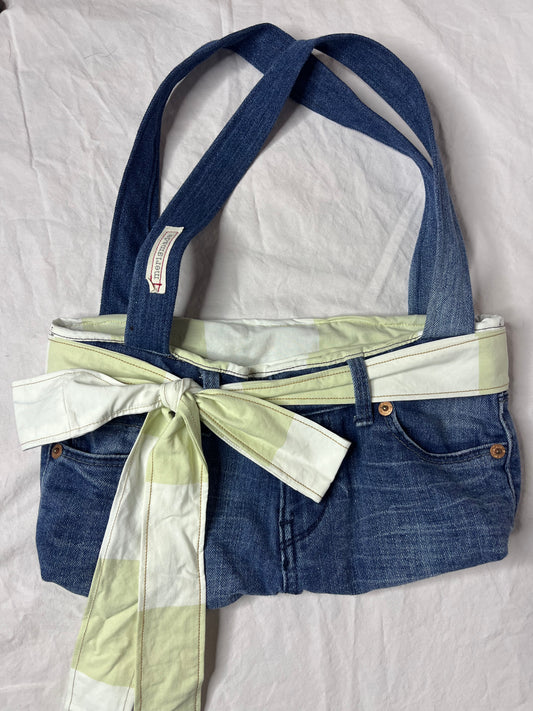 Green Stripe Denim Bag