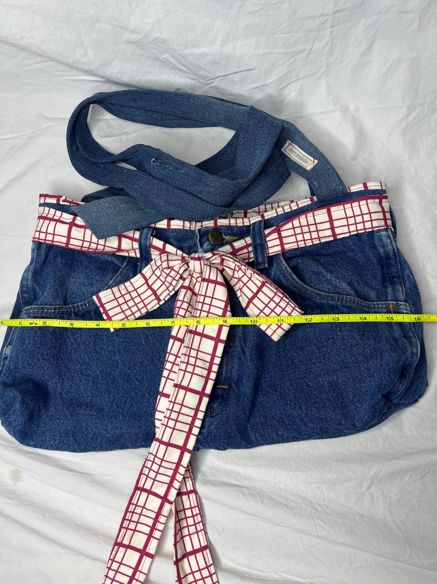 Red Gingham Denim Bow Bag