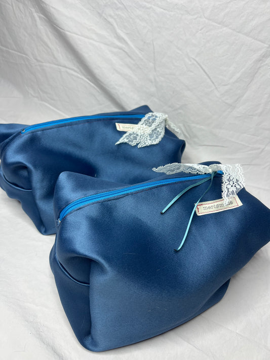 Silky Blue Lace Cosmetic Zip
