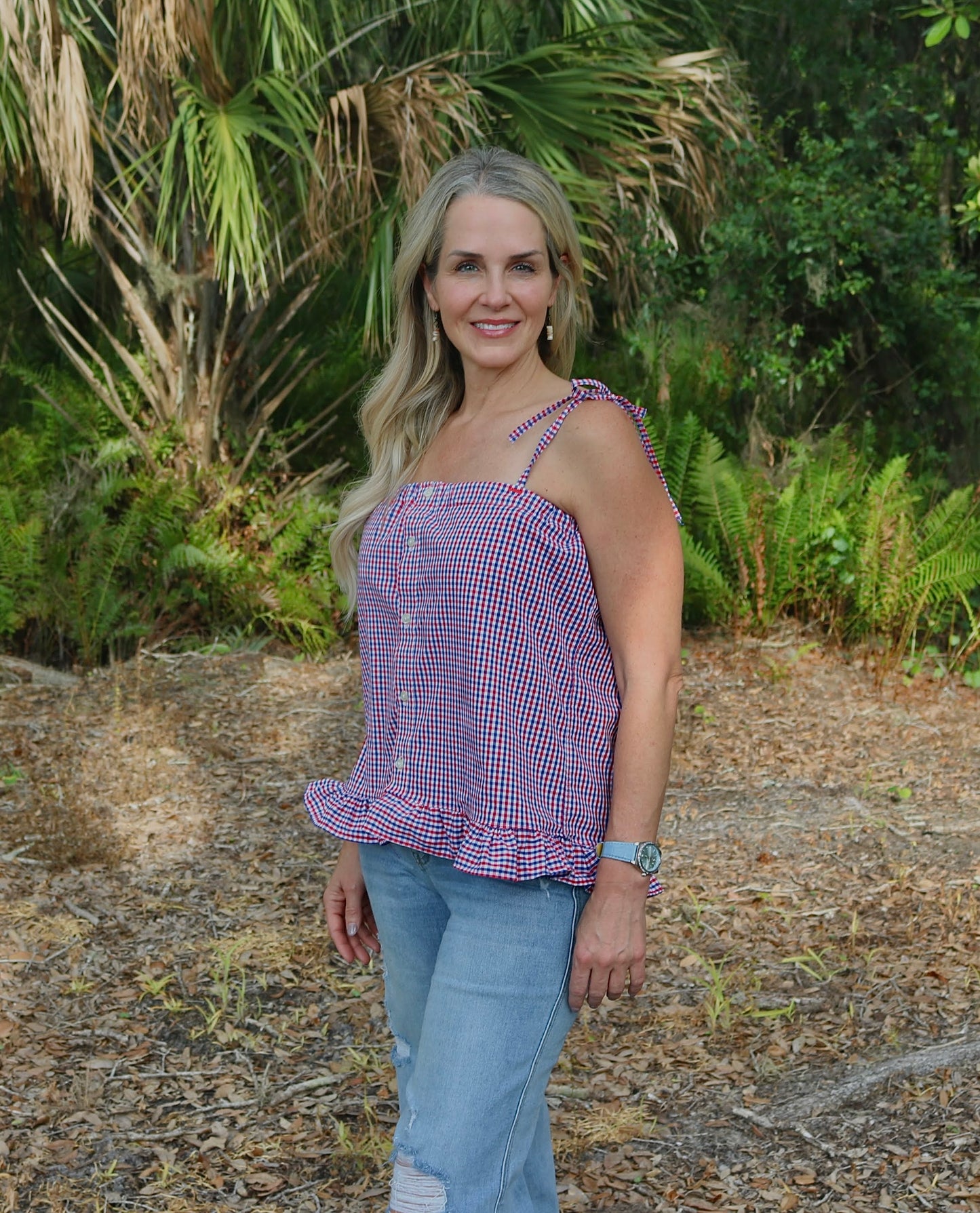 red checked babydoll top