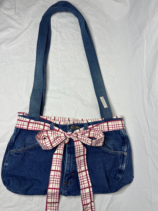 Red Gingham Denim Bow Bag