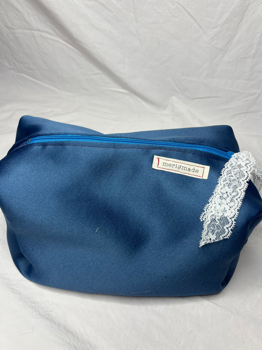 Silky Blue Lace Cosmetic Zip