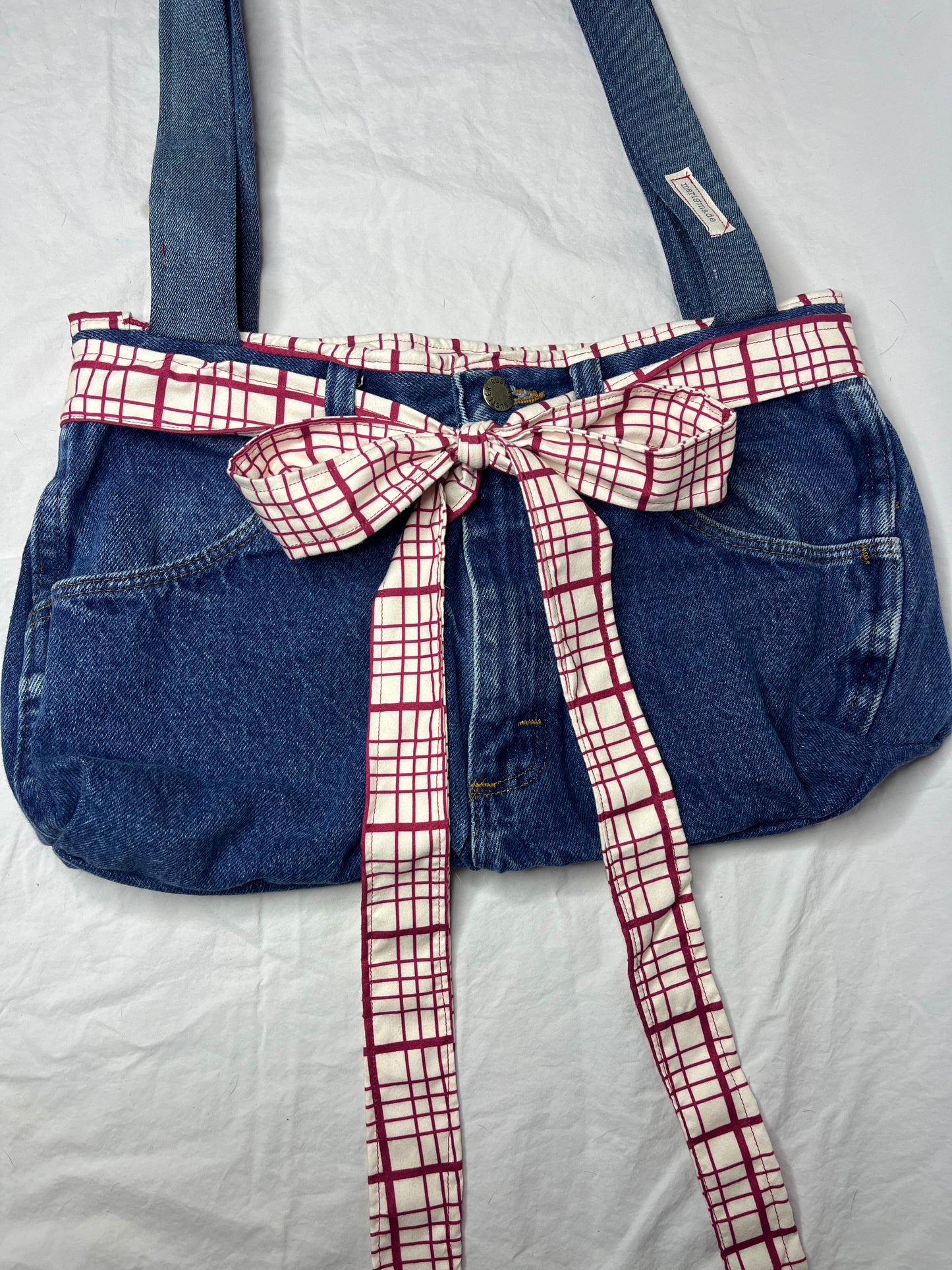 Red Gingham Denim Bow Bag