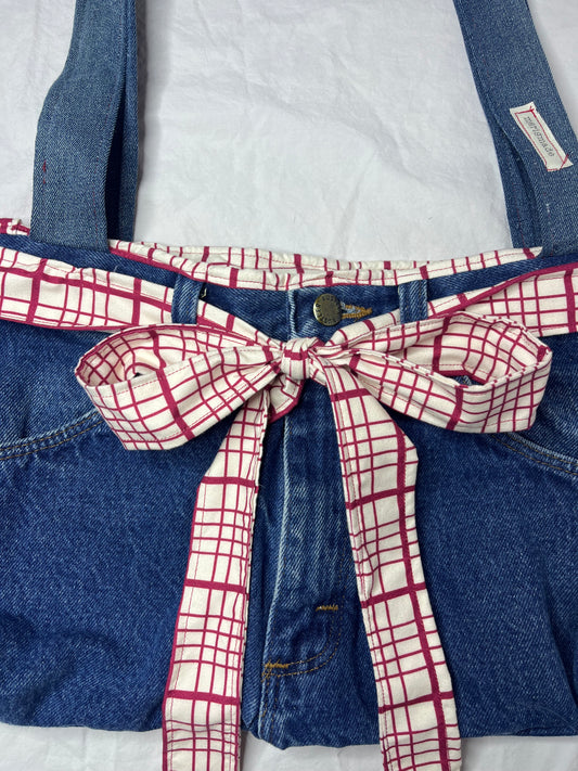 Red Gingham Denim Bow Bag