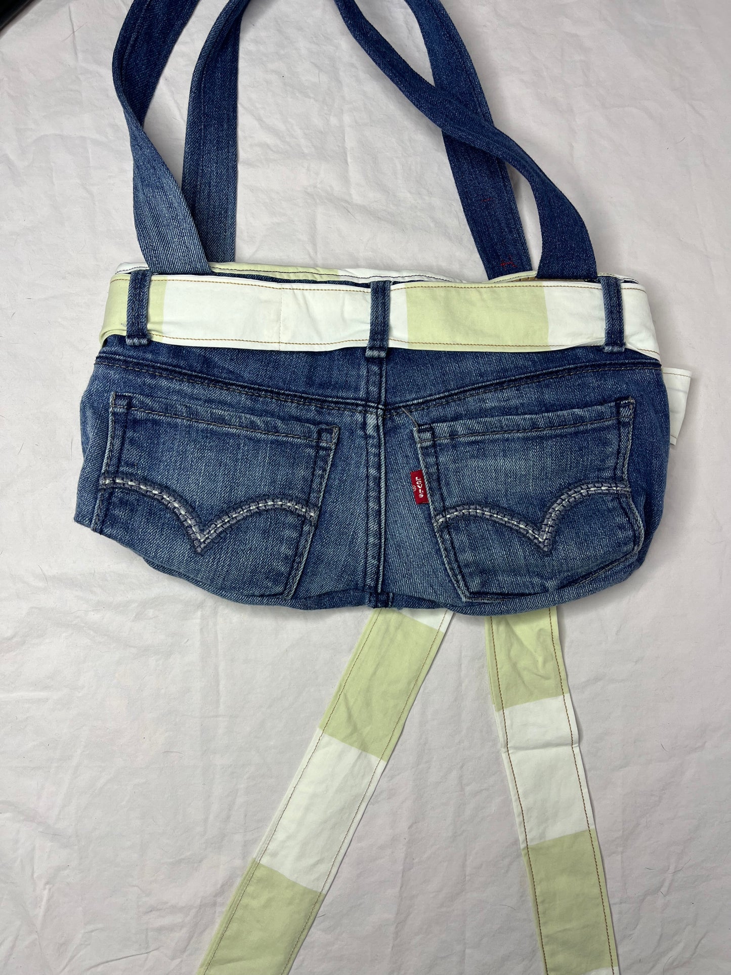 Green Stripe Denim Bag
