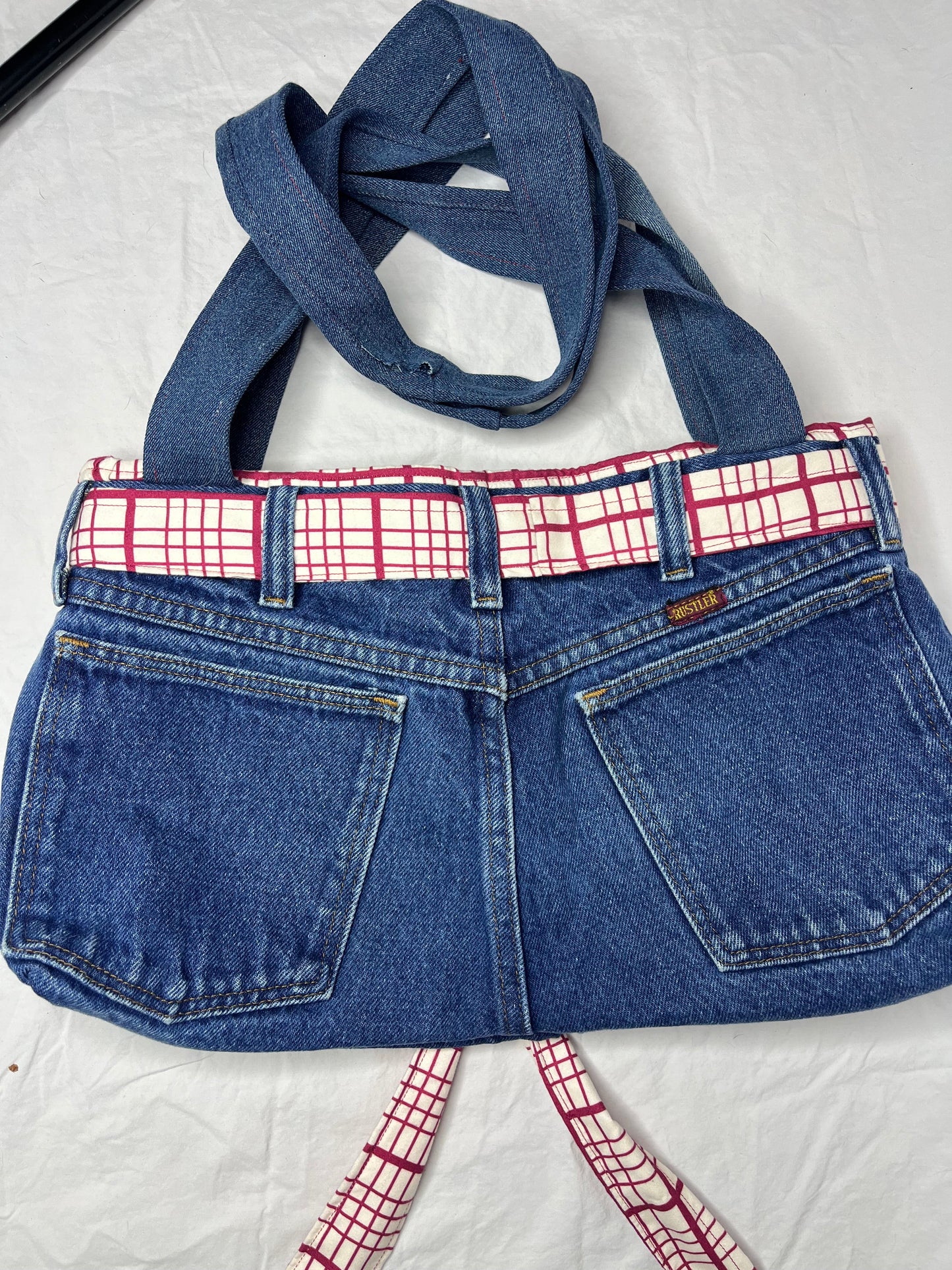 Red Gingham Denim Bow Bag
