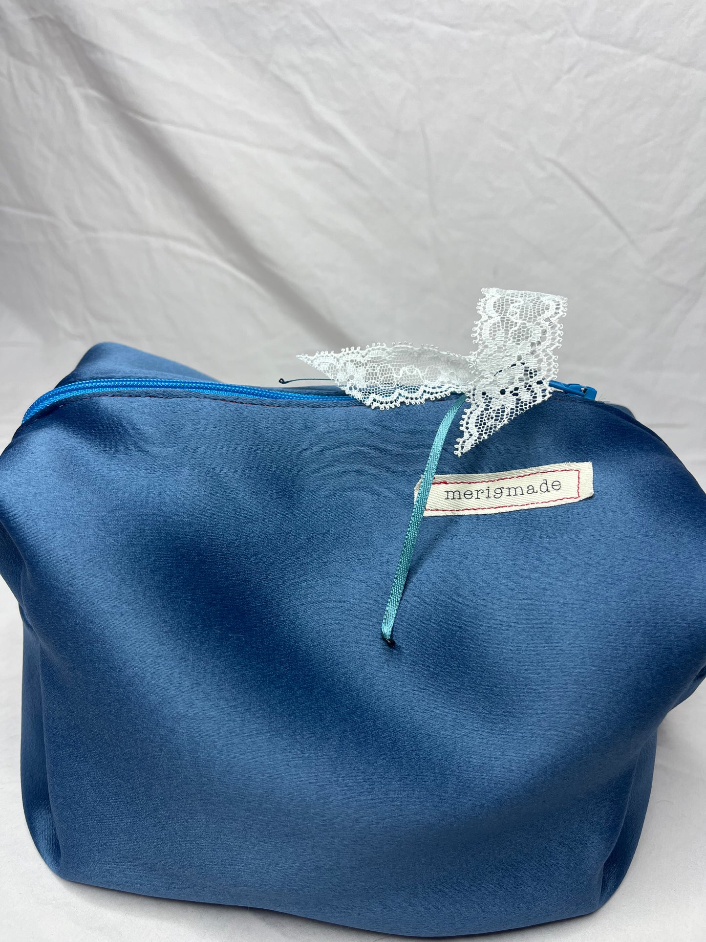 Silky Blue Lace Cosmetic Zip
