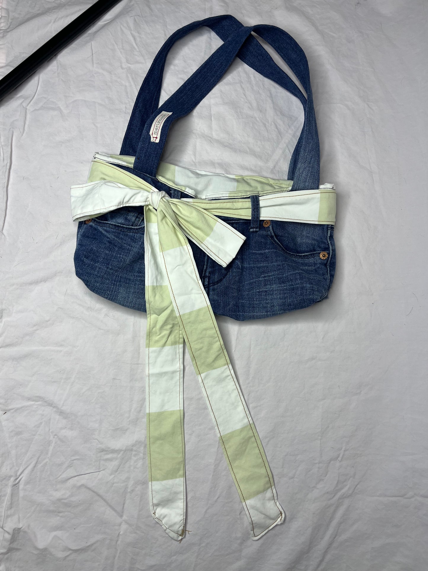 Green Stripe Denim Bag