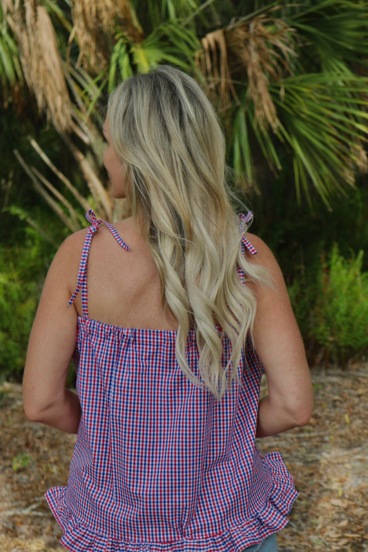 red checked babydoll top