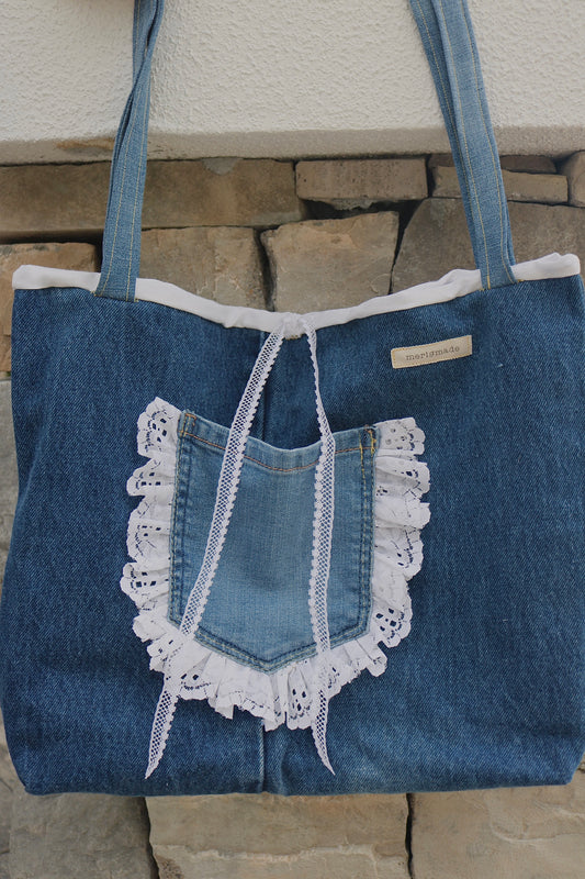 pocket poet denim tote